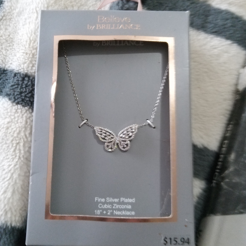 Believe by Brilliance Silver Butterfly Necklace